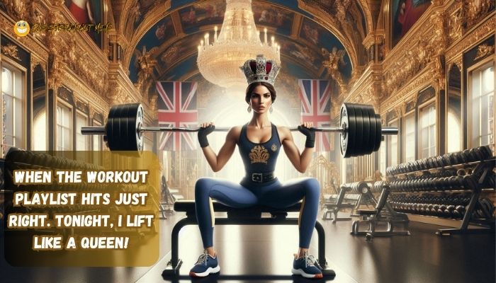 When the workout playlist hits just right. Tonight, I lift like a queen When the workout playlist hits just right. Tonight, I lift like a queen