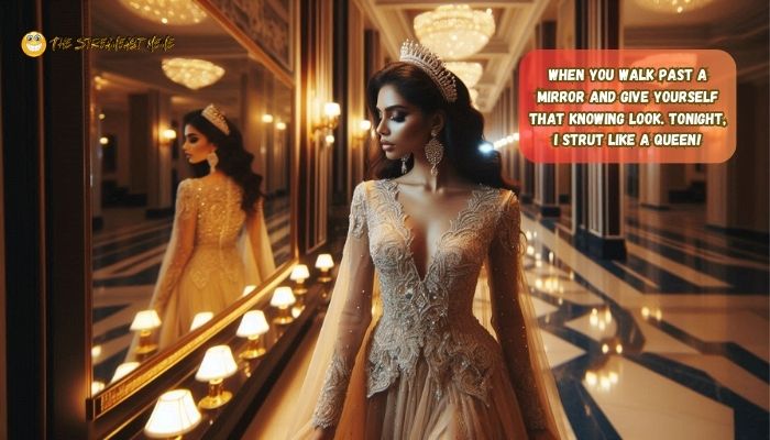 When you walk past a mirror and give yourself that knowing look. Tonight, I strut like a queen When you walk past a mirror and give yourself that knowing look. Tonight, I strut like a queen